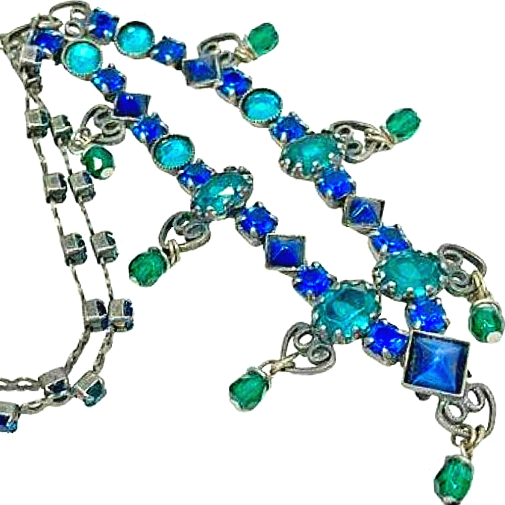 Mermaid Mary DeMarco Cat's Eye, Crystal & Rhinestone Chevron Ocean Necklace